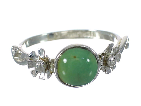 Turquoise Authentic Sterling Silver Southwestern Flower Ring Size 5-1/2 YX90816